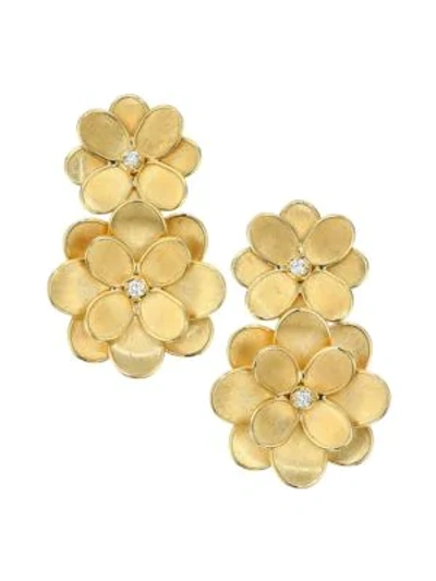 Shop Marco Bicego Petali 18k Yellow Gold & Diamond Large Double-drop Flower Earrings
