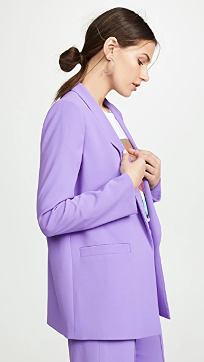 Shop Alice And Olivia Kylie Shawl Collar Jkt In Iris