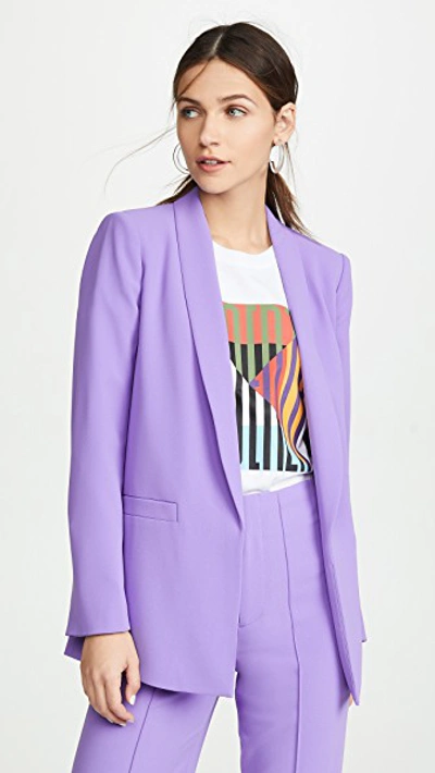 Shop Alice And Olivia Kylie Shawl Collar Jkt In Iris