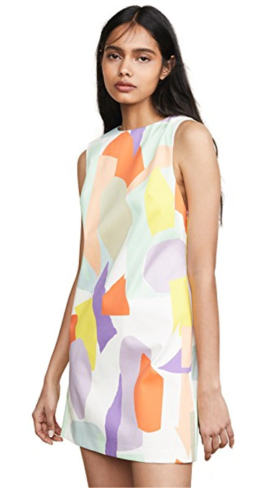 Shop Alice And Olivia Clyde Shift Dress In Geo Collage Cream/mu
