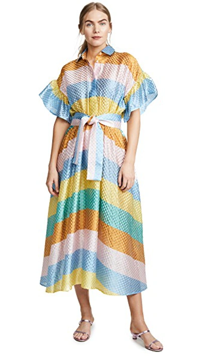 Shop Tata Naka Rainbow Shirtdress In Multi Stripe