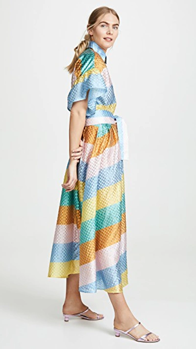 Shop Tata Naka Rainbow Shirtdress In Multi Stripe