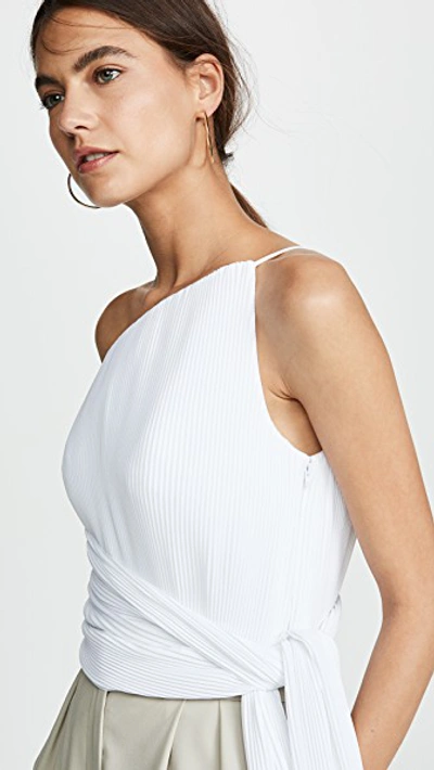 Shop Brandon Maxwell Asymmetric Pleated Top With Side Drape In White