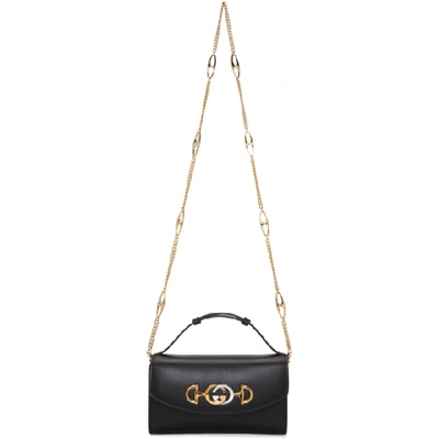 Shop Gucci Black Mini Zumi Shoulder Bag In 1000 Black