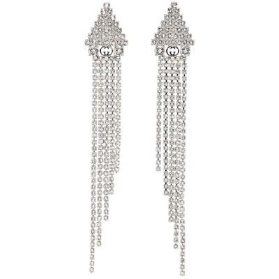 Shop Gucci Silver Crystal Fringe Earrings In 8162 Crysta