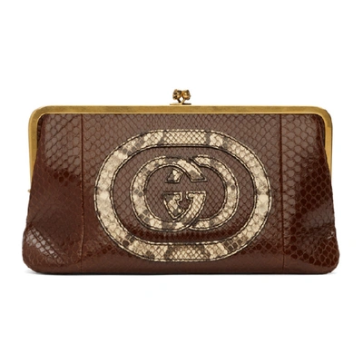 Shop Gucci Burgundy Snake Ophidia Clutch In 2266 Cherry