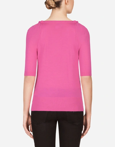 Shop Dolce & Gabbana Wool Cardigan In Fuchsia