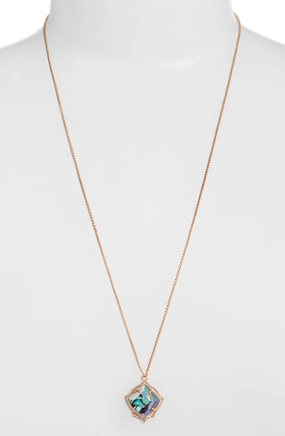 Shop Kendra Scott Kacey Pendant Necklace In Abalone Shell/ Rose Gold