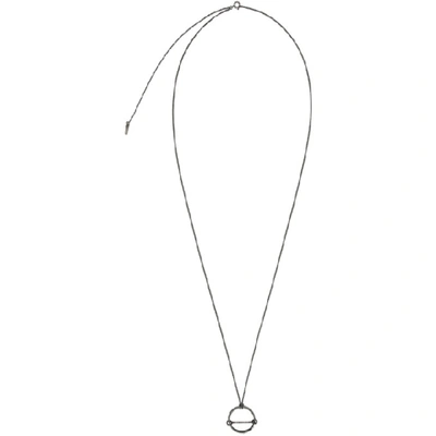 Shop Ann Demeulemeester Silver Long Circle Pendant Necklace