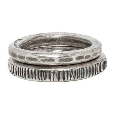 Shop Ann Demeulemeester Silver Band Ring Set