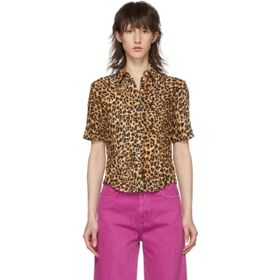 Shop Nanushka Orange And Black Ocelot Claire Shirt