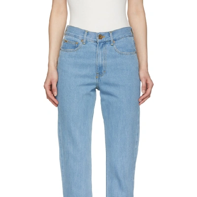 Shop Nanushka Blue Palm Jeans In 80's Wash