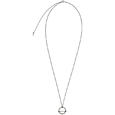 Shop Ann Demeulemeester Silver Long Circle Pendant Necklace