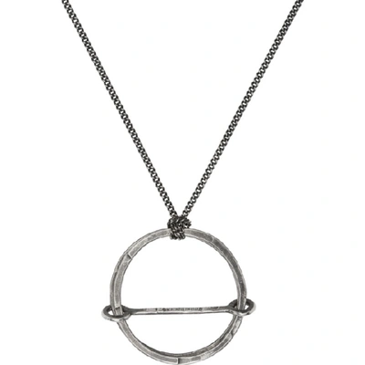 Shop Ann Demeulemeester Silver Long Circle Pendant Necklace