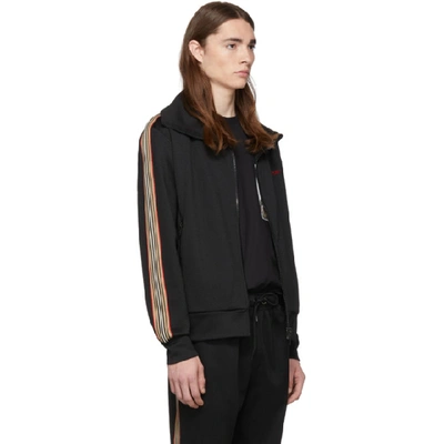 Shop Burberry Black Icon Stripe Silas Track Jacket