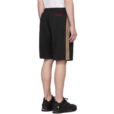 Shop Burberry Black Icon Stripe Adrian Shorts