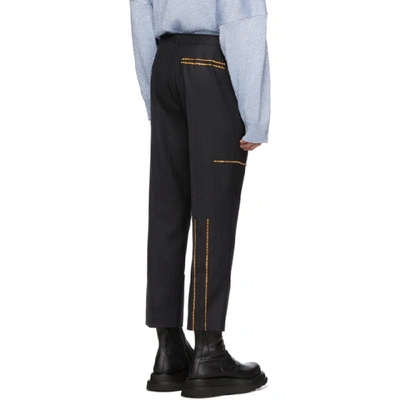 Shop Raf Simons Black Wool Turn-up Trousers In 00099 Black