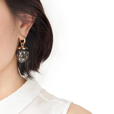 Poporcelain Golden Black Porcelain Strawberry Earrings