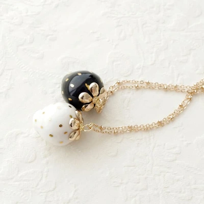 Poporcelain Golden Black Porcelain Strawberry Necklace In Strawberry