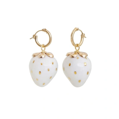 Shop Poporcelain Golden White Porcelain Strawberry Earrings