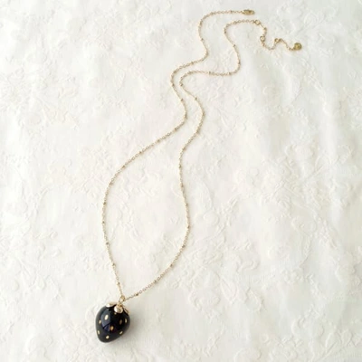 Poporcelain Golden Black Porcelain Strawberry Necklace In Strawberry
