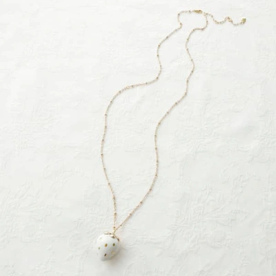 Shop Poporcelain Golden White Porcelain Strawberry Necklace