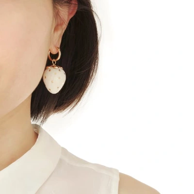 Poporcelain Golden White Porcelain Strawberry Earrings In Strawberry