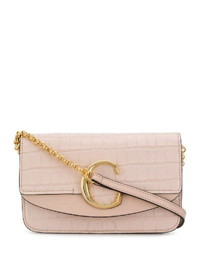 Shop Chloé 'c' Logo Clutch Bag - Pink