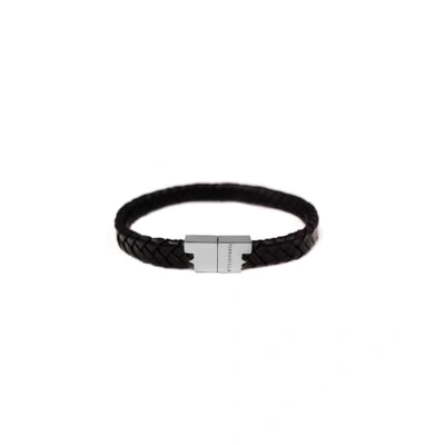 Shop Tissuville Black Silver Leather Bracelet Serac Bracelet