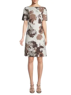 Lafayette 148 Emanuelle Floral Shift Dress In Raffia Multi Modesens