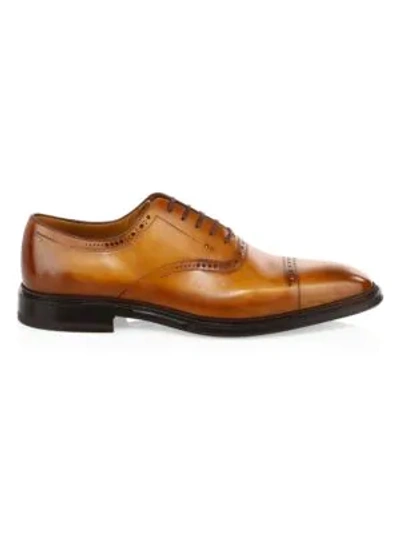 Shop Bally Skimor Leather Cap Toe Dress Shoes In Curry