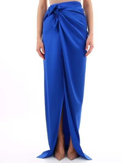 Shop Balenciaga Wrap Maxi Skirt In Blue
