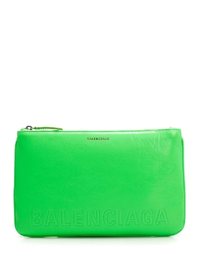 Shop Balenciaga Zip Pouch In Green