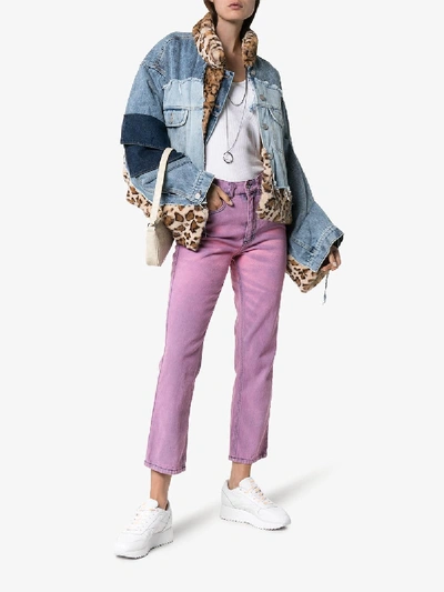 Shop Ashley Williams Ashley Acid Wash Cropped Jeans In Purple