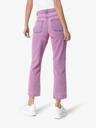 Shop Ashley Williams Ashley Acid Wash Cropped Jeans In Purple