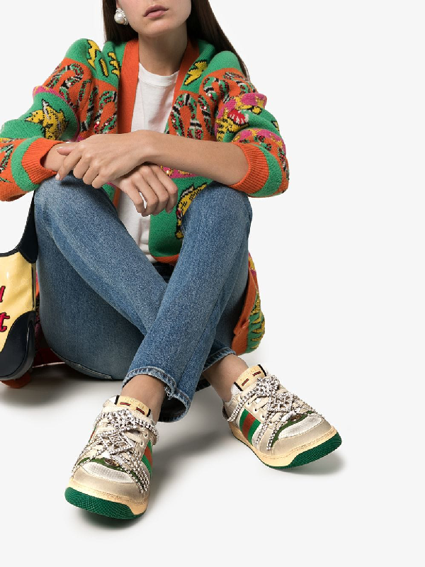 women's screener sneaker with crystals