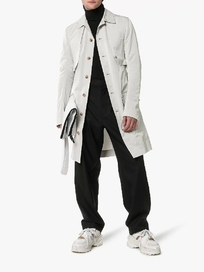 Shop Rick Owens Single Breasted Belted Cotton Trench Coat In 61 Oyester