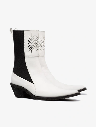 Shop Haider Ackermann White Ela 50 Laser-cut Leather Boots In 001 White