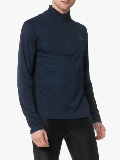 Shop Salomon S/lab Blue Agile Hz Mid Long Sleeved Zip Pullover