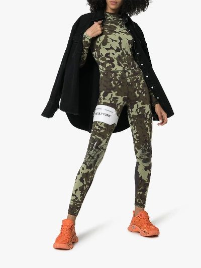 Shop Nike X Mmw Camouflage Print Bodysuit In Green