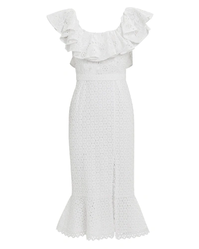 Shop Saloni Ella Eyelet Ruffled Dress In White