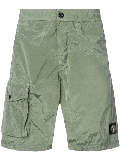 Shop Stone Island Logo Patch Cargo Shorts - Green