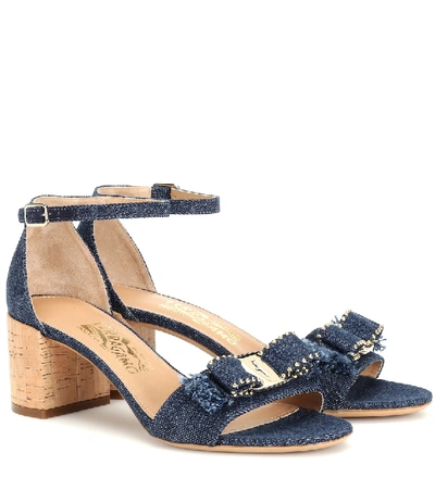 Women s Gavina Jeans Cork Heel Sandals In Blue