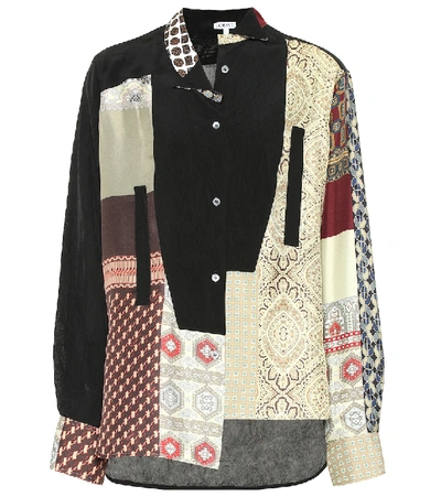 Shop Loewe Patchwork Silk-blend Shirt In Multicoloured