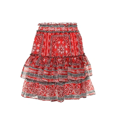 Shop Isabel Marant Erine Printed Silk Miniskirt In Red