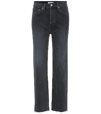 Shop Re/done Stove Pipe High-rise Straight Jeans In Black