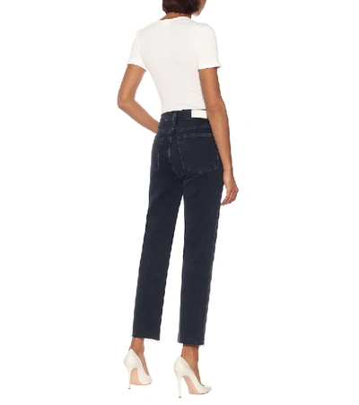 Shop Re/done Stove Pipe High-rise Straight Jeans In Black