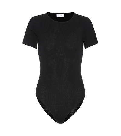 Shop Re/done Ribbed Tee Cotton Bodysuit In Black