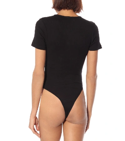 Shop Re/done Ribbed Tee Cotton Bodysuit In Black
