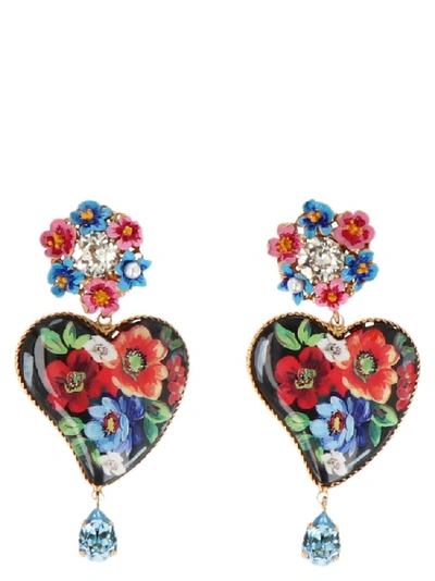 Shop Dolce & Gabbana Heart Pendant Earrings In Multi